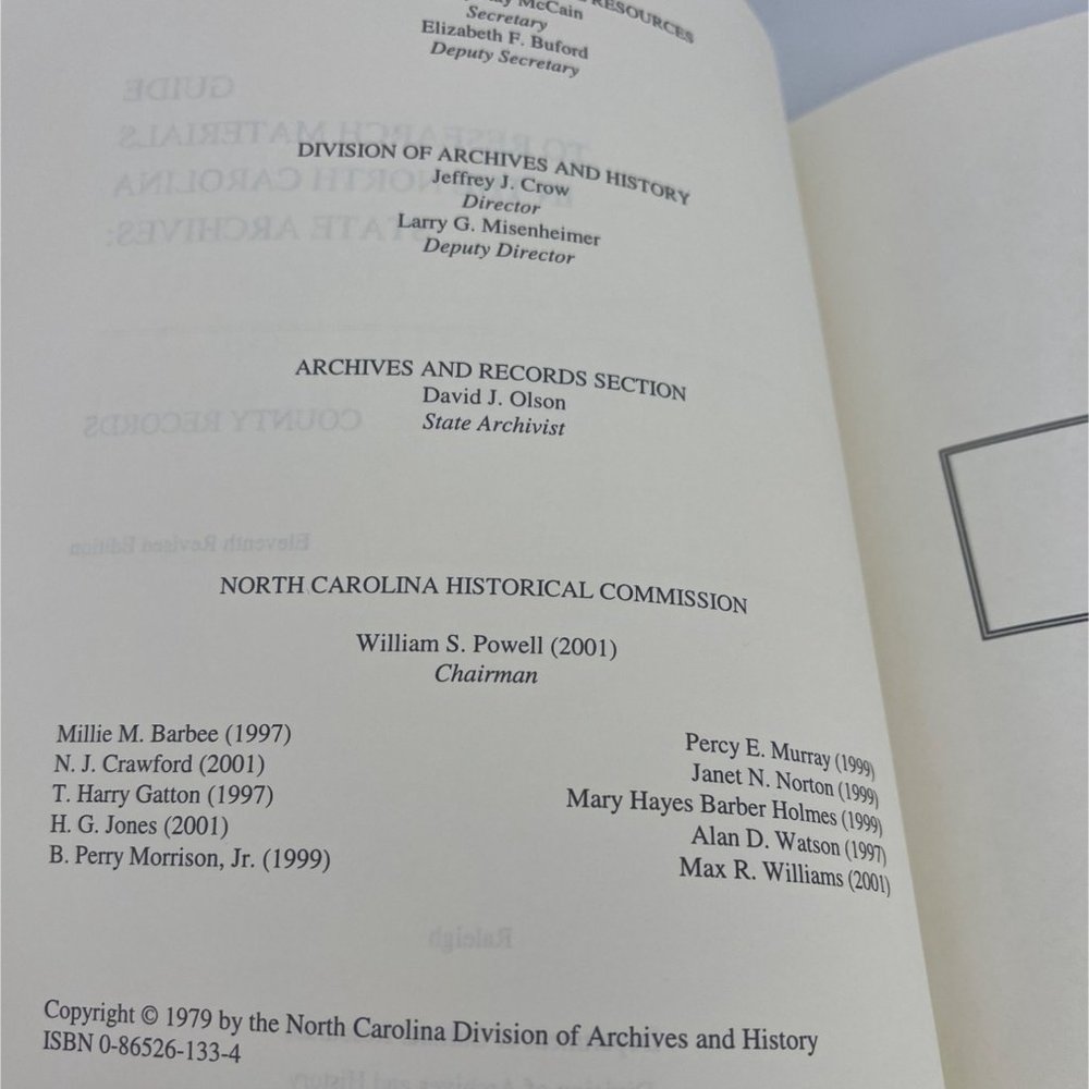 1997 Guide to Research Materials in the North Carolina State Archives Book - Picture 4 of 6